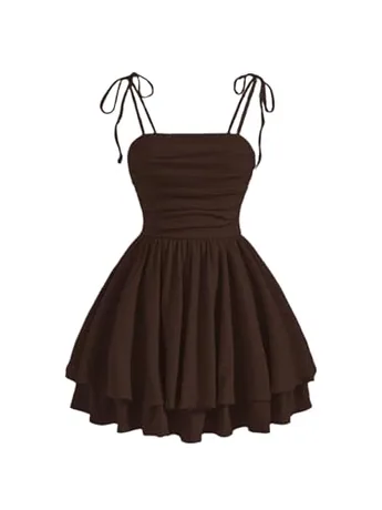 Sleeveless Ruched Dress, Brown