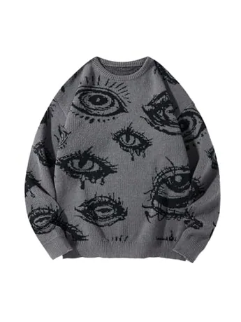 Long Sleeve Knit Knitwear, Grey (4X-Large)