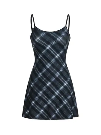 Mini Plaid Dress, Blue (Small)